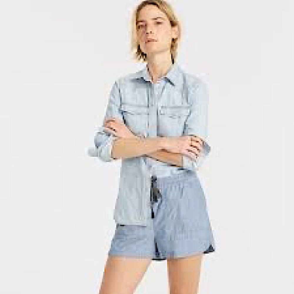 Jcrew Seaside Pull On Shorts In Chambray - image 1